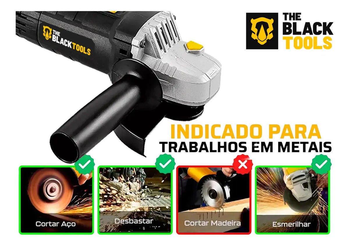 Esmerilhadeira Lixadeira Angular Bte750 4.1/2 750w Com Discos 4.1/2 The Black Tools - Imagem 4