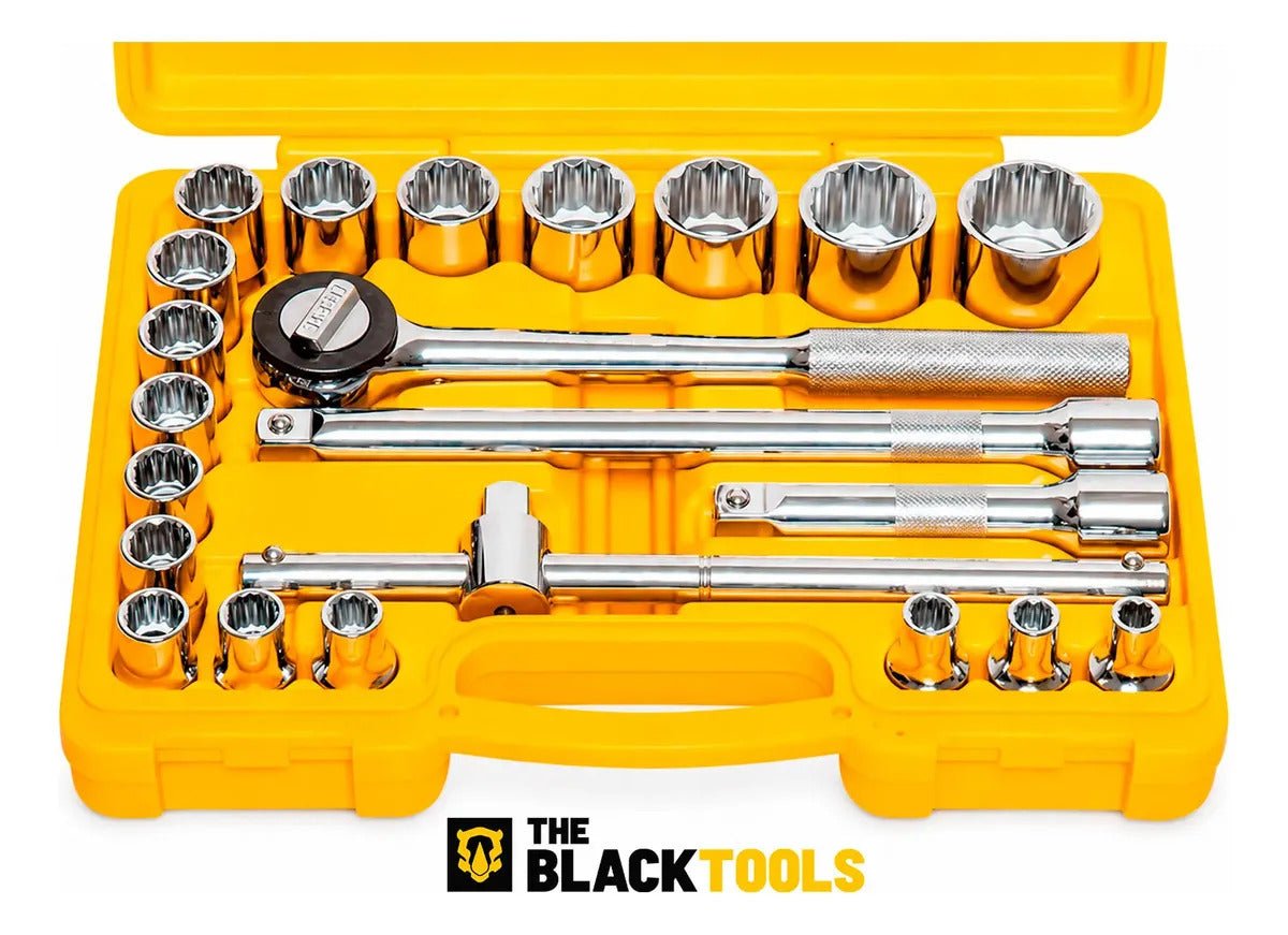 Jogo Kit de Ferramentas Manuais Chave Catraca 1/2 8 a 32mm BCS022 The Black Tools Cor Amarelo - Imagem 8