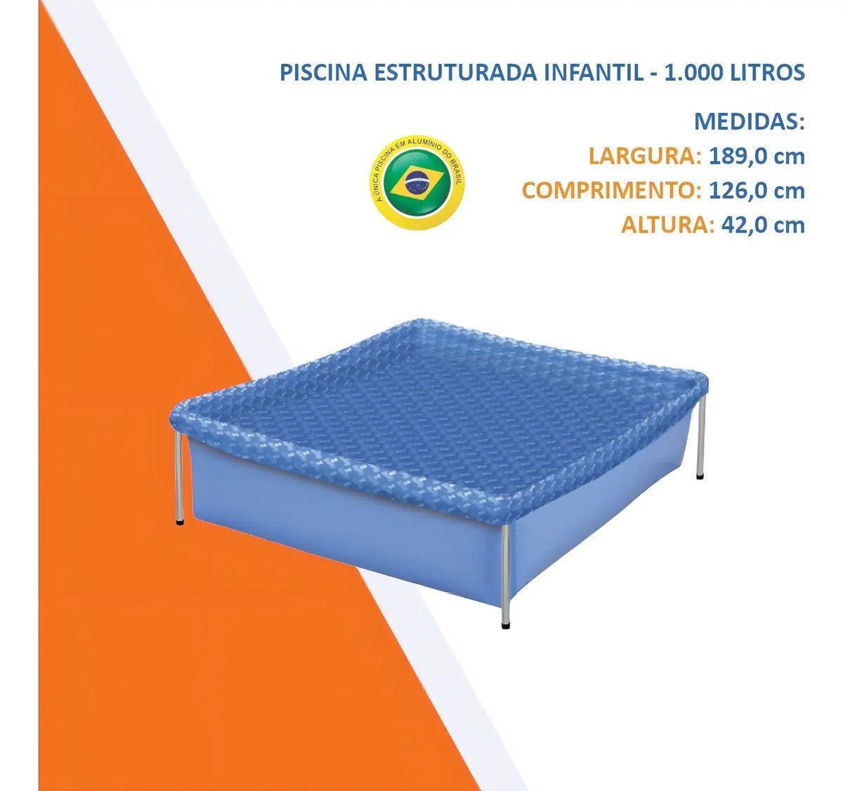 Piscina 1000L Retangular Botafogo Azul Aço Resistente PVC - Imagem 4