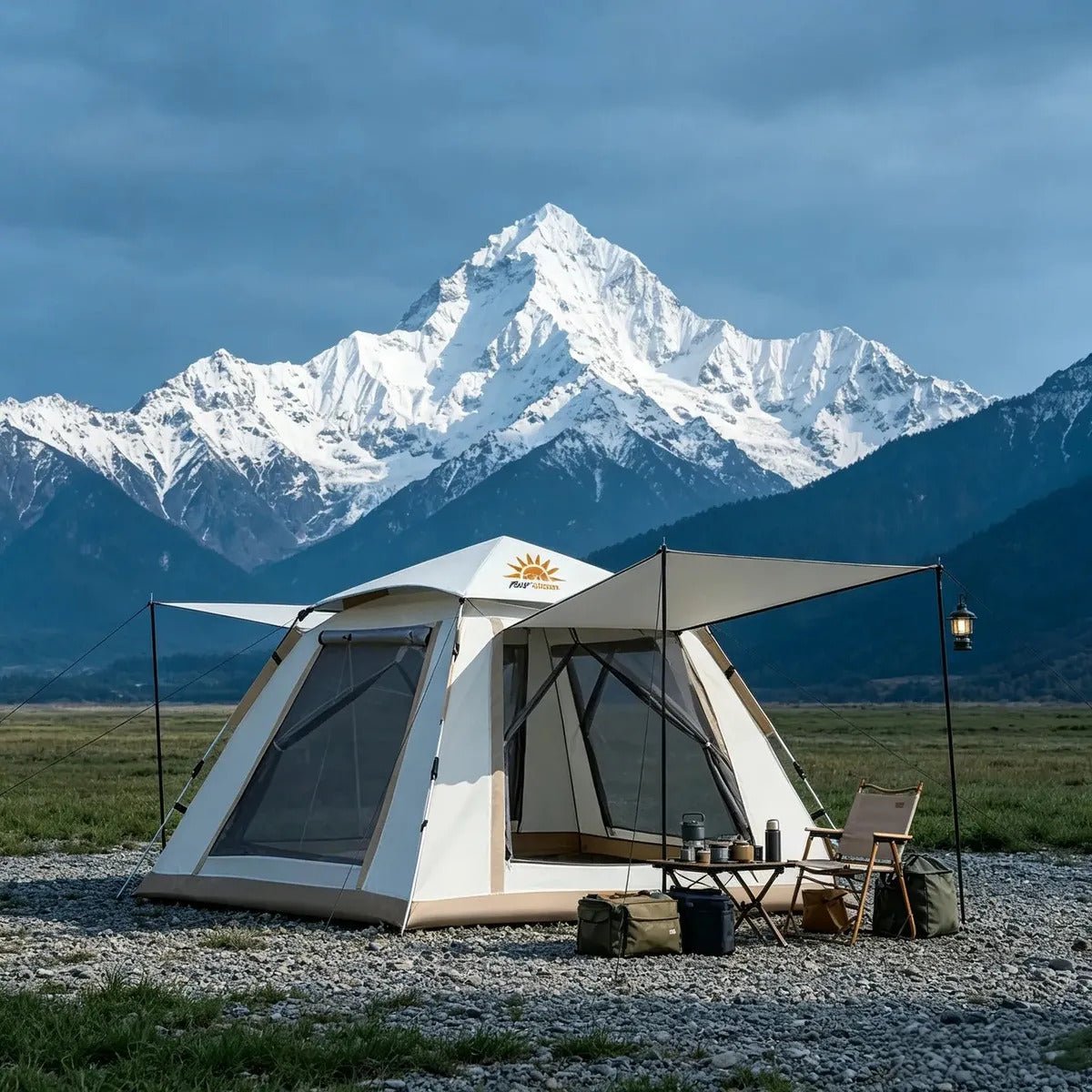 Barraca Camping para 4 Pessoas Barraca Automática New Hawaii Barraca Automática Pop Up Impermeável 1500mm Bege