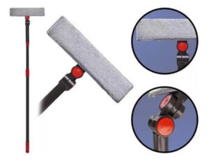 Limpador De Vidros Esfregão 2 Em 1 Base Ajustável Powermaid Cor Preto/Vermelho