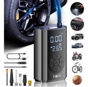 Calibrador Compressor Bomba De Air Portátil Recarregável Digital, Com Luz De Emergência Led mini bomba de pneu sem fio 150Psi para Encher Pneus de Carro, Moto, Bike, Bicicleta