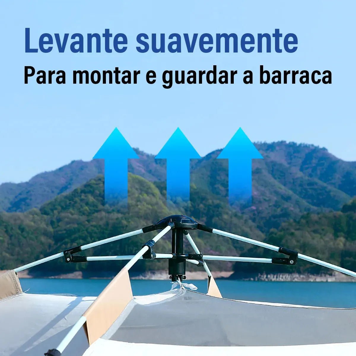 Barraca Camping para 4 Pessoas Barraca Automática New Hawaii Barraca Automática Pop Up Impermeável 1500mm Bege - Imagem 9