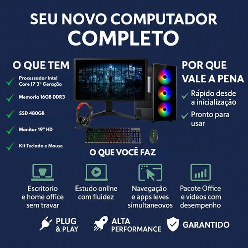 Pc Gamer Completo I7 3.4ghz 16gb Ssd 480gb 500w Monitor 19 - Imagem 6