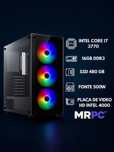 Pc Gamer Completo I7 3.4ghz 16gb Ssd 480gb 500w Monitor 19 - Imagem 2