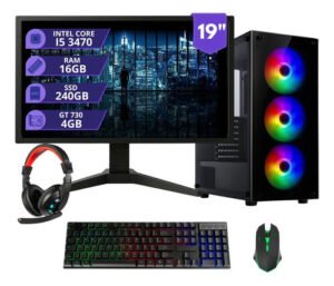 Pc Gamer Intel Core I5 16gb Ssd 240gb Vídeo 4gb Monitor 19